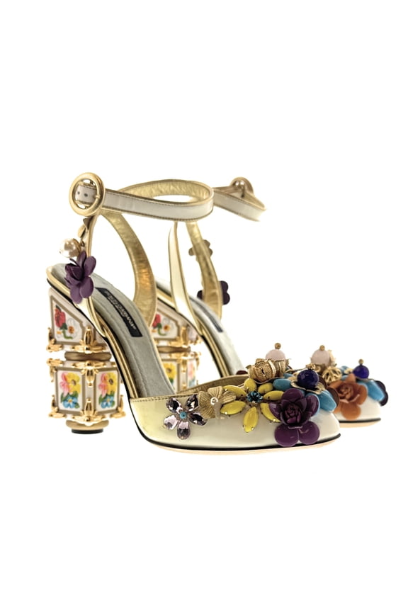 Multicolor Bold Embellished Mary Jane Vintage Heels-EU35 for womens