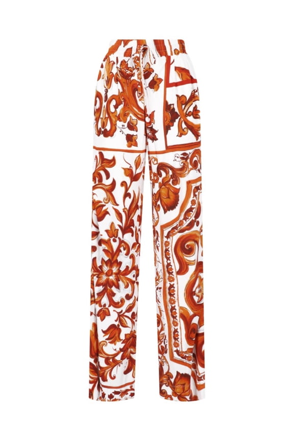 Multicolor Majolica Viscose Straight-Leg Pants (Women's)