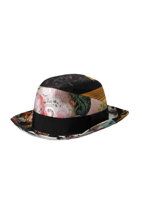 Dolce Gabbana Multicolor Patchwork Women Fedora Wide Brim Hat