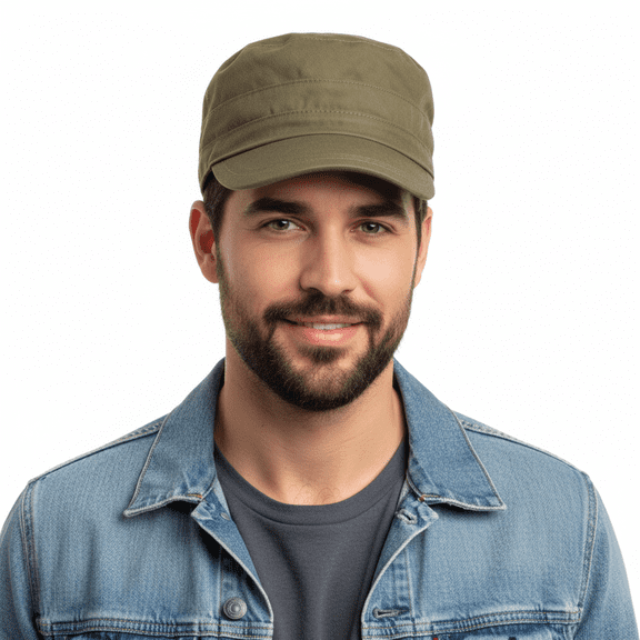 Dolce & Gabbana Olive Green Military-Inspired Cap for mens