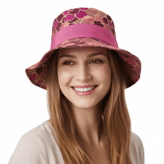 Dolce & Gabbana Pink Elegant Floral Silk Bucket Hat with Grosgrain Bow-57 for womens