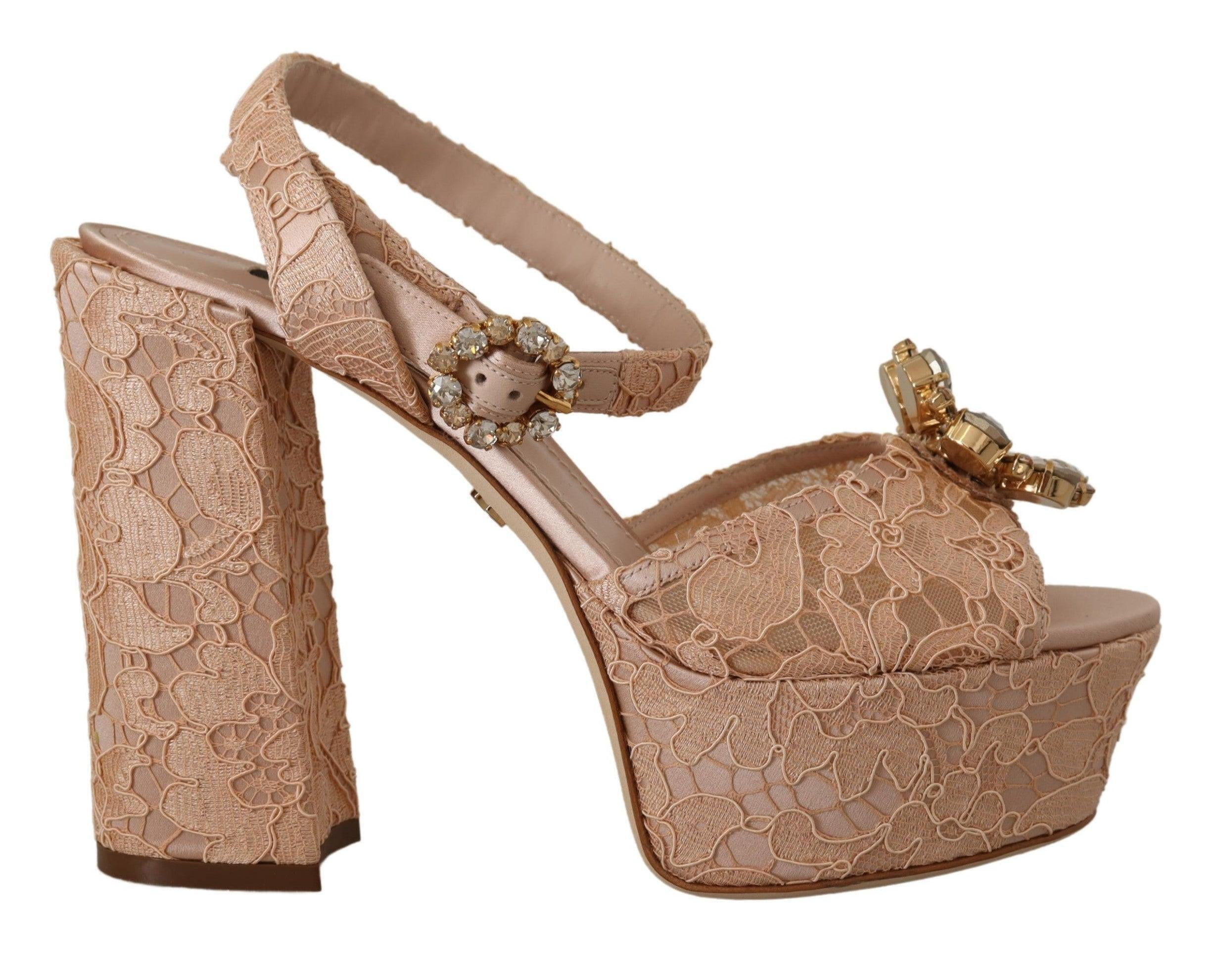 【送料&関税込】Dolce & Gabbana taormina Lace Sandals Dolce Gabbana Pink Lace Taormina Platform Sandals Shoes