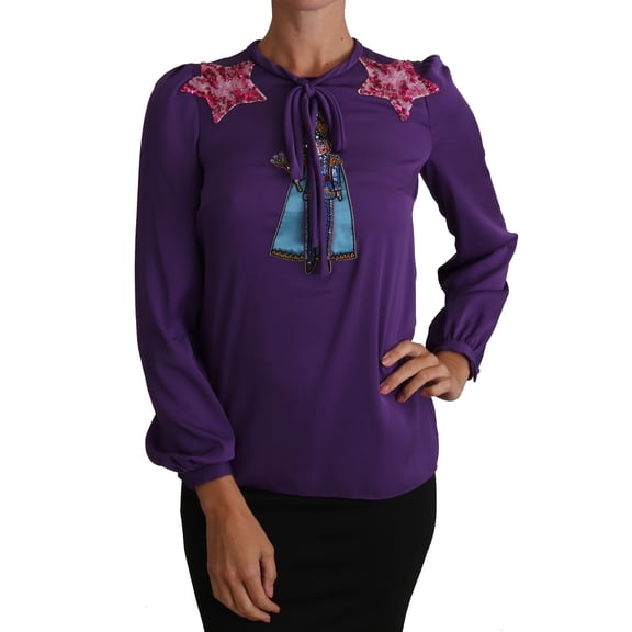Dolce Gabbana Purple Blouse Prince Fairy Tale Embellished Top