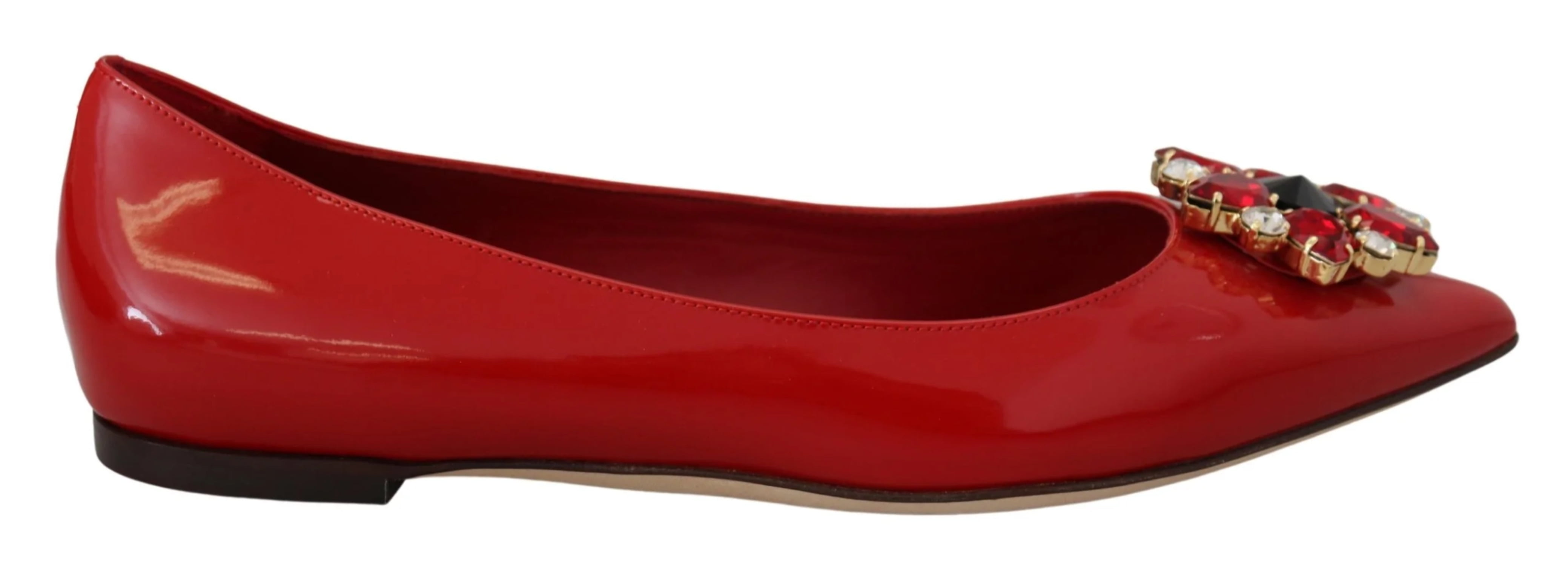 Dolce & Gabbana Coral Lace Crystal Ballet Flats Loafers Shoes