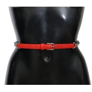 Dolce & Gabbana Red Leather Roses Floral Silver Waist Belt DOLCE & GABBANA Belt Red Leather Roses Floral Silver Waist s  main image 4
