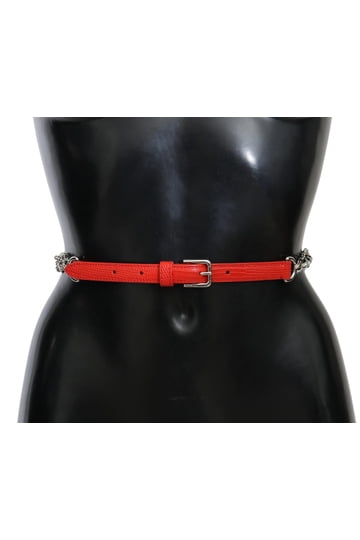 Dolce & Gabbana Red Leather Roses Floral Silver Waist Belt Dolce & Gabbana Red Leather Roses Floral Silver Waist Belt  main image 3