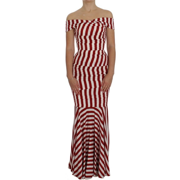 Dolce Gabbana Red White Silk Stretch Dress