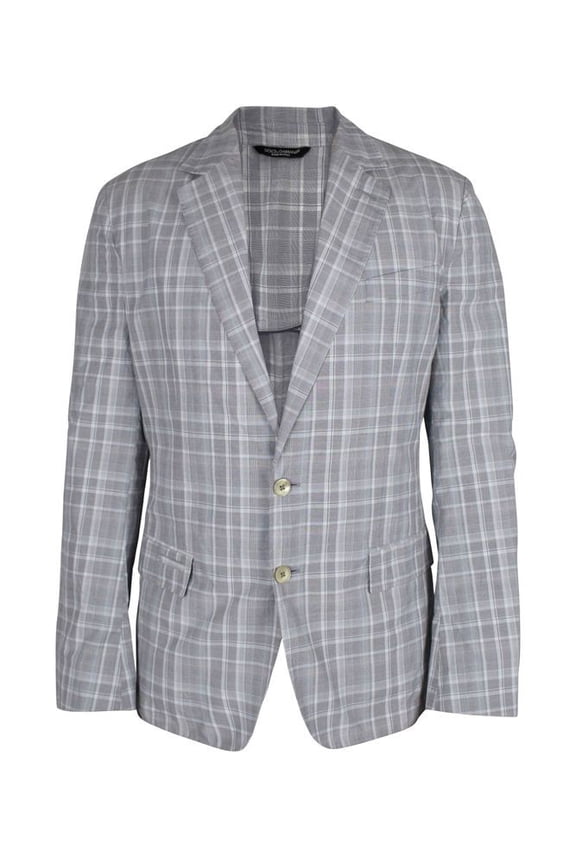 Tailored Gray Checkered Jacket With Classic Lapel (Men's)