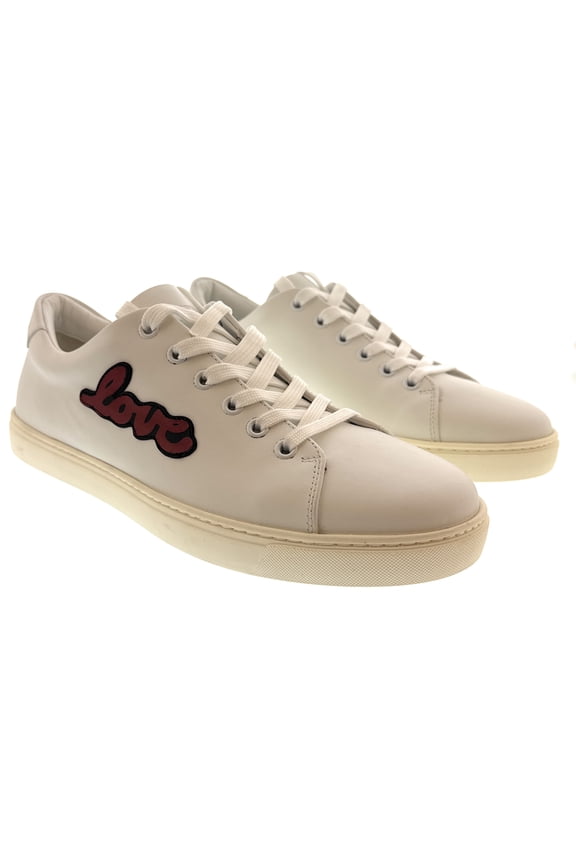 White Classic Embroidered Sneakers-EU39 for womens