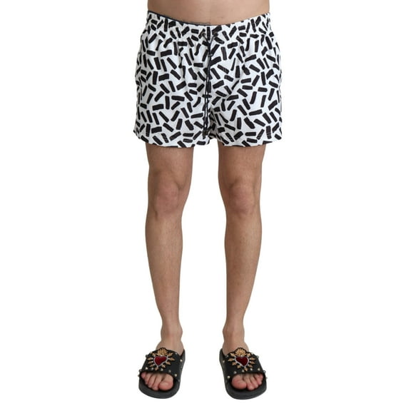 Dolce & Gabbana White Patterned Beachwear Shorts Swimwear