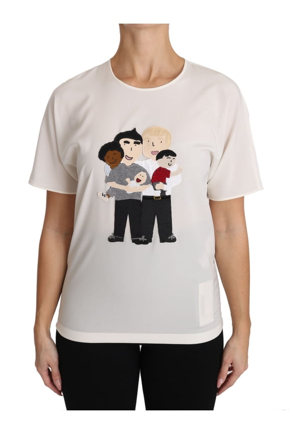 Dolce Gabbana White Silk Stretch #dgfamily T-shirt