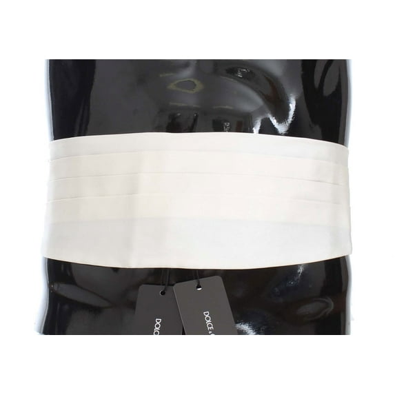 Dolce Gabbana White Wide Belt Silk Cummerbund
