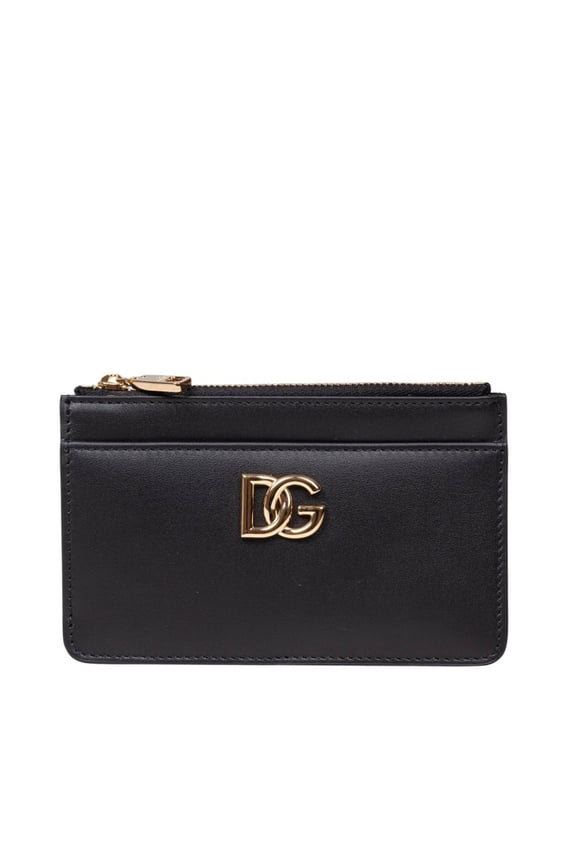 Women's Black Leather Card Holder Black