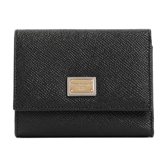 Dolce & Gabbana Women's Black Leather French Flap Wallet Black