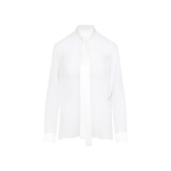 Dolce & Gabbana White Silk Blouse With Tie Neck (Women's)