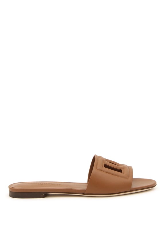 Women's Brown Slide Cut Out Logo Sandals Brown Sizes IT 34-50 2/3