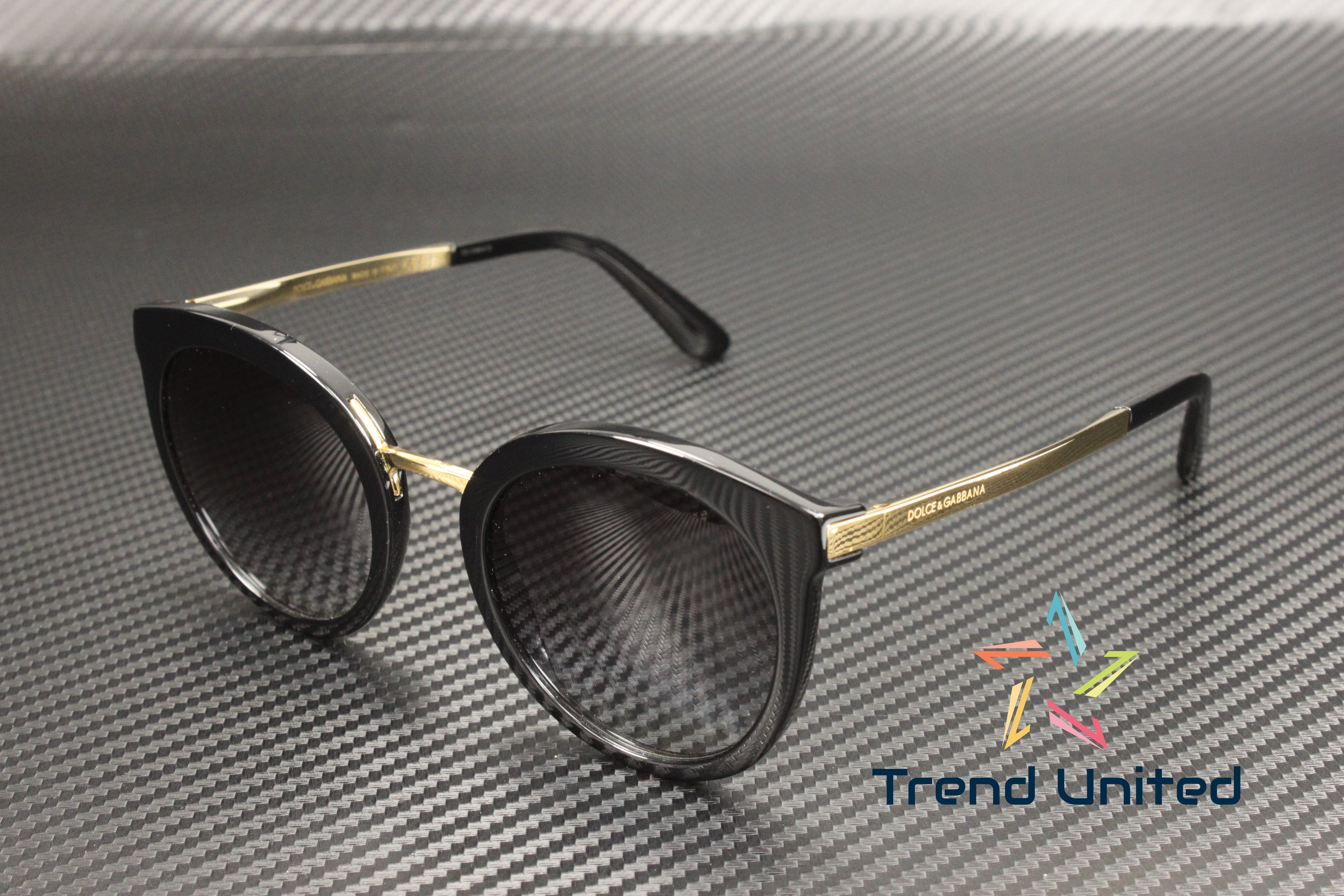 DOLCE & GABBANA ラウントフレムサンクラス DG42685018G 5018G Dolce & Gabbana Women's Round Black Sunglasses, DG4268-501