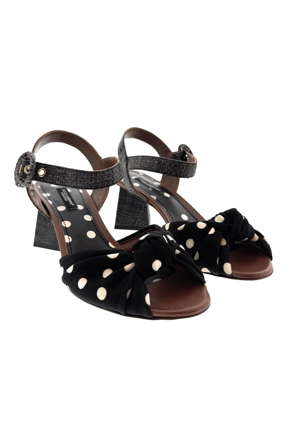 Women's Polka Dot Bow Block Heel Sandals-EU36.5 for womens