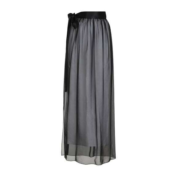 Dolce & Gabbana Silk Maxi Skirt With Bow Detail And Sheer Overlay (Women's)