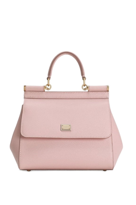Women's Structured Trapezoidal Handbag With Flap Closure Pink