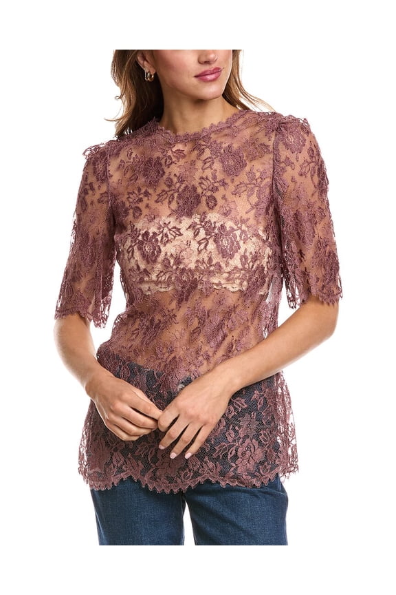womens Lace Top, 44, Purple