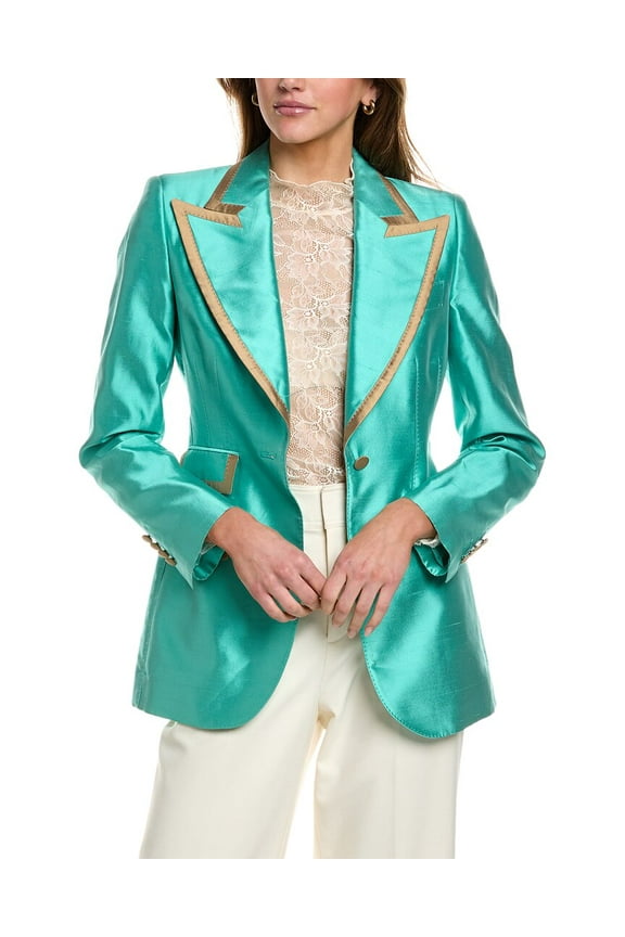 womens  Silk Jacket, 36, Green