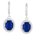thumbnail image 1 of Dolce Giavonna Silver Plate Created Sapphire and Cubic Zirconia Dangle Lever Back Earring, 1 of 4