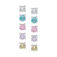 thumbnail image 1 of Dolce Giavonna Silver Plated Multi Colored Cubic Zirconia 5PC Stud Set Earrings, 1 of 4