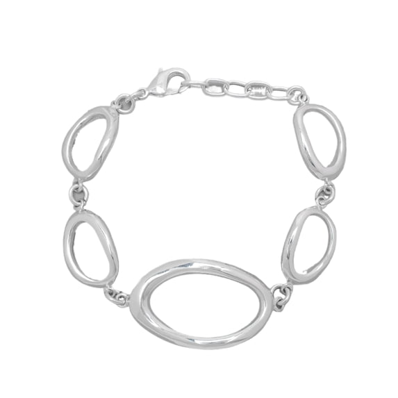 Dolce Giavonna Silver Plated Wide Oval Link Chain Bracelet