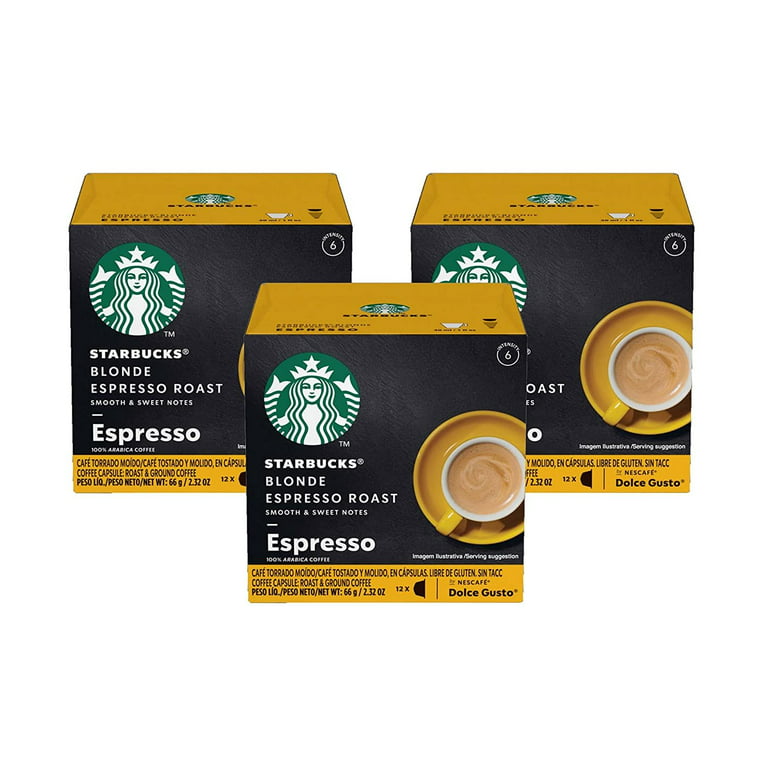 Dolce Gusto Starbucks Coffee, Blonde Espresso Roast, 12 Count, Pack of 3