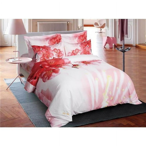 Dolce Mela DM700Q Floral Bedding Duvet Cover Set, Queen Size - Pink