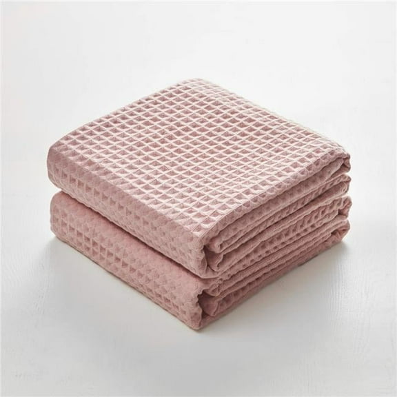 Dolce Mela TW140-2-PK Unisex 100 Percent Cotton Waffle Bath Towels, Pink - Set of 2