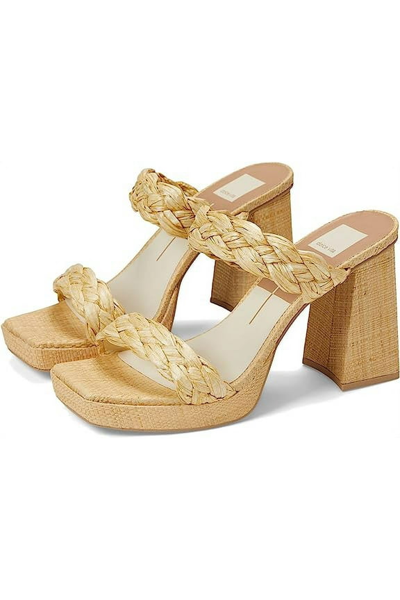 Ashby Lt Natural Raffia Braided Straps Open Toe Block Heeled Sandals (Lt Natural Raffia, 10)