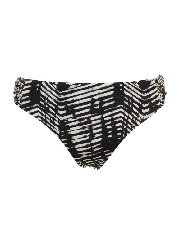 Dolce Vita Black White Ikat-Print Macrame Hipster Bikini Bottom L