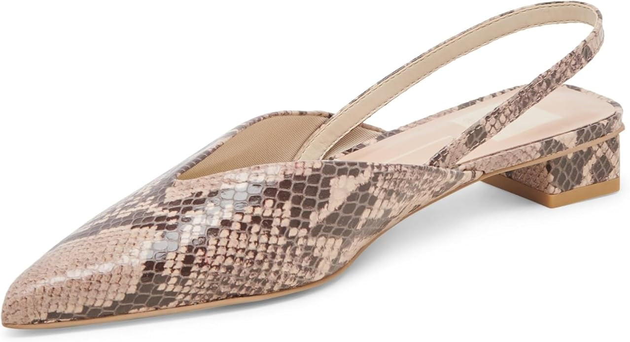 Linea Paolo Cielo Women's Leather Slingback Pumps - Low Block Heel, Slip-Resistant, Elastic Strap
