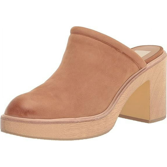 Dolce Vita Camdin Praline Nubuck Slip On Block Heel Rounded Toe Heeled Sandals (Praline Nubuck, 9)
