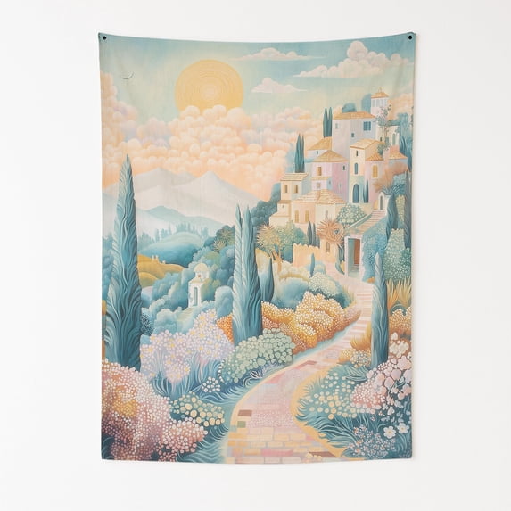 Dolce Vita Dreamscape Wall Tapestry for Bedroom by DC | Italian-Inspired Tapestry Wall Hanging & Aesthetic Decor for Dorm, Living Room, Picnic & Home | 36"x48"