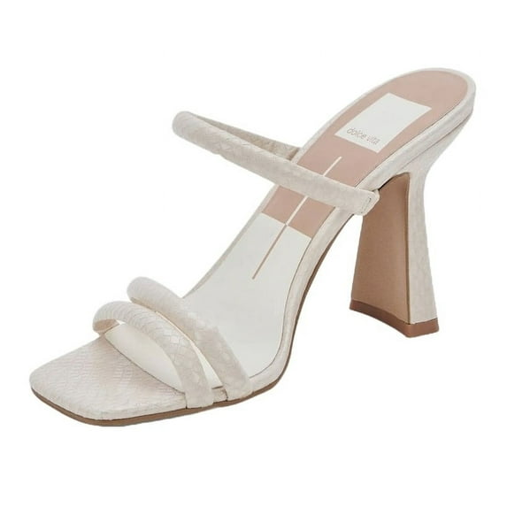 Dolce Vita Fort Ivory Embossed Stella Slip On Squared Toe Block Heeled Sandals (Ivory Embossed Stella, 10)