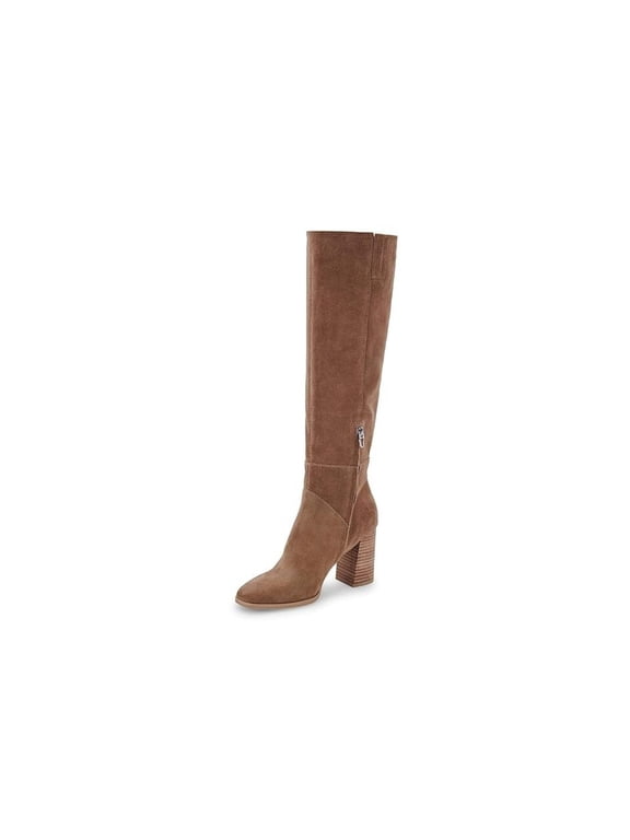 Dolce Vita Fynn Boots Women's 6 Brown Suede Square Toe Knee-High Bootie KHD1395