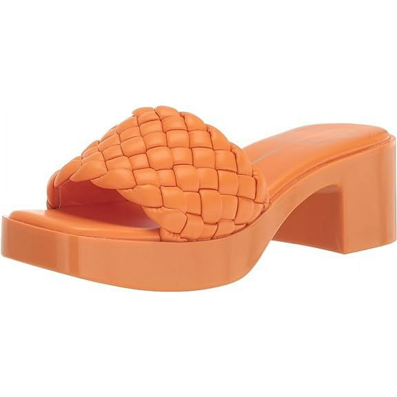 Dolce Vita Goldy Apricot Stella Slip On Woven Open Squared Toe Heeled Sandals (Apricot Stella, 8)