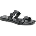 thumbnail image 1 of Dolce Vita Ilva Onyx Embossed Leather Slip On Open Toe Slides Flats Sandals (Onyx Embossed Leather, 11), 1 of 6