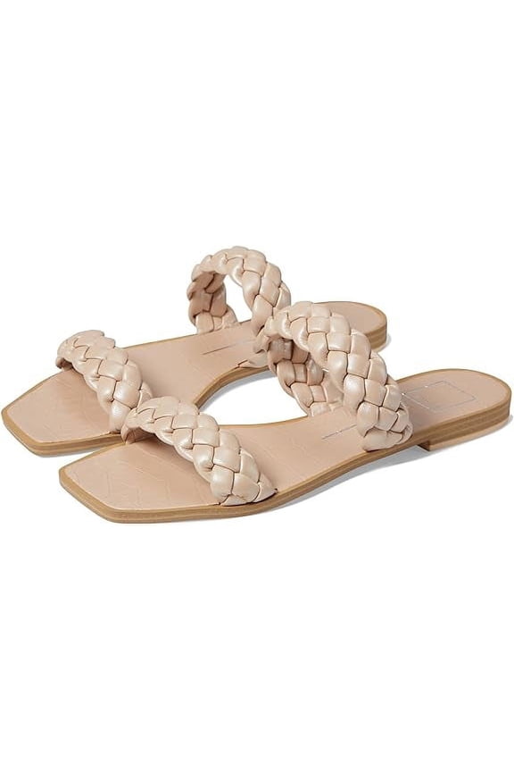 Dolce Vita Indy Lt Taupe Metallic Stella Slip On Square Toe Woven Straps Sandals (Lt Taupe Metallic Stella, 6)