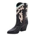 thumbnail image 1 of Dolce Vita Landen Black Leather Pull On Stacked Block Heel Western Ankle Boots (Black Leather, 6), 1 of 8