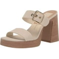 thumbnail image 1 of Dolce Vita Landry Ivory Nubuck Slip On Squared Toe Stacked Block Heeled Sandals (Ivory Nubuck, 9.5), 1 of 6