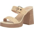 thumbnail image 1 of Dolce Vita Landry Vanilla Raffia Slip On Square Toe Stacked Block Heeled Sandals (Vanilla Raffia, 6), 1 of 6