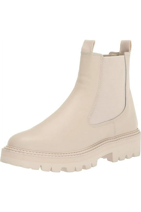Moana H2O Off White Leather Pull On Round Toe Lugged Sole Ankle Boots (Off White Leather H2O, 6.5)