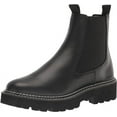 thumbnail image 1 of Dolce Vita Moana H2O Black Leather Pull On Rounded Toe Lugged Sole Ankle Boots (Black Leather H2O, 6), 1 of 6