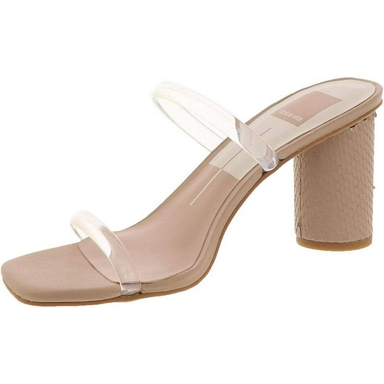 Dolce Vita Noles Nude Vinyl Slip On Squared Open Toe Strappy