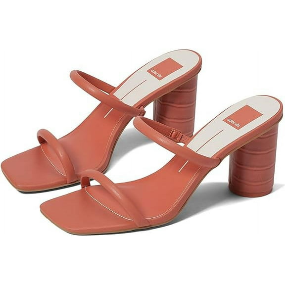 Dolce Vita Noles Persimmon Stella Slip On Square Open Toe Strappy Heeled Sandals (Persimmon Stella, 9.5)