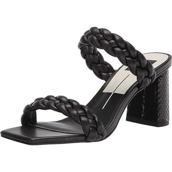 Dolce Vita Paily Black Stella Braided Straps Slip On Open Toe Heeled Sandals (Black Stella, 6)
